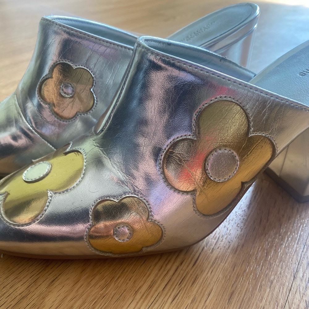 silver and gold urban outfitters mules